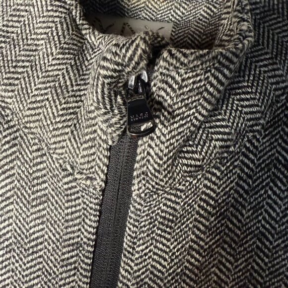 ANDREW MARC NY Herringbone Jacket Women's Medium Grey Black Zip Pockets - Picture 2 of 8